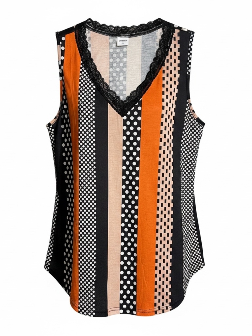 Women's XL V-neck Tank Top with black lace at neckline - Xieerduo Brand